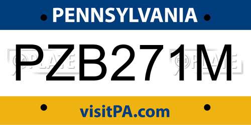 PZB271M Pennsylvania License Plate