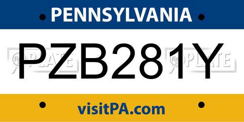 PZB281Y Pennsylvania License Plate
