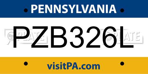 PZB326L Pennsylvania License Plate
