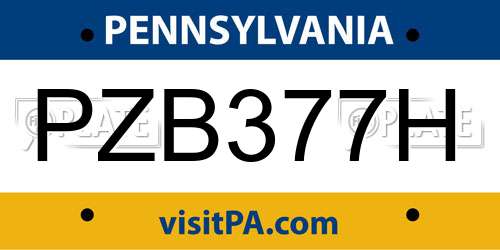 PZB377H Pennsylvania License Plate