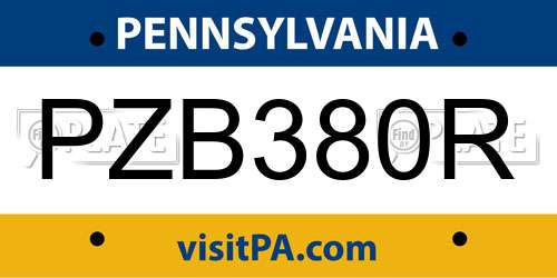PZB380R Pennsylvania License Plate