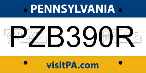PZB390R Pennsylvania License Plate