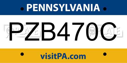 PZB470C Pennsylvania License Plate