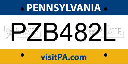 PZB482L Pennsylvania License Plate