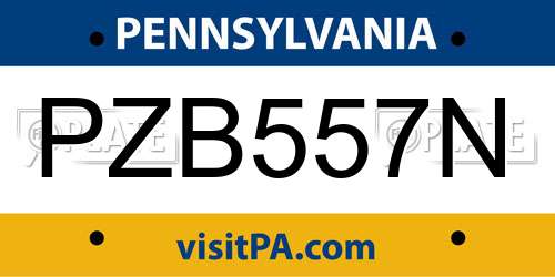 PZB557N Pennsylvania License Plate