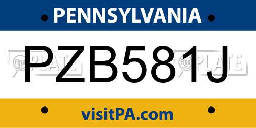 PZB581J Pennsylvania License Plate