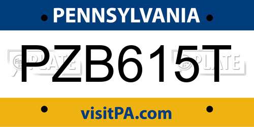 PZB615T Pennsylvania License Plate