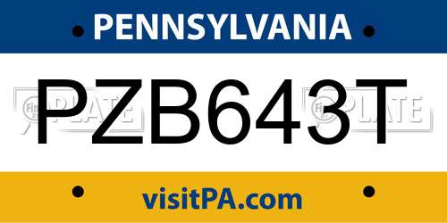 PZB643T Pennsylvania License Plate