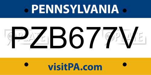 PZB677V Pennsylvania License Plate