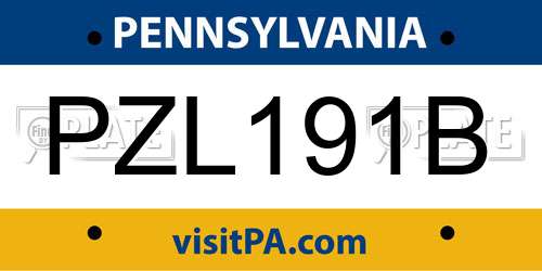 PZL191B Pennsylvania License Plate
