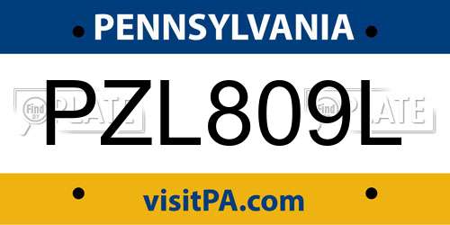 PZL809L Pennsylvania License Plate