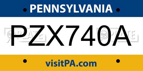 PZX740A Pennsylvania License Plate