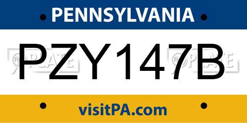 PZY147B Pennsylvania License Plate