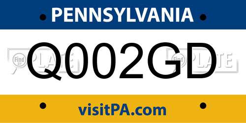 Q002GD Pennsylvania License Plate