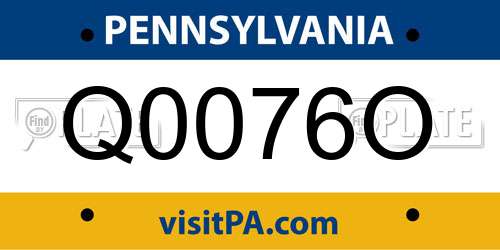 Q0076O Pennsylvania License Plate