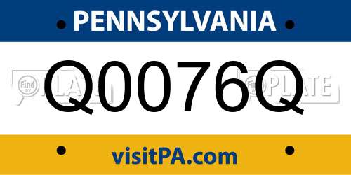 Q0076Q Pennsylvania License Plate