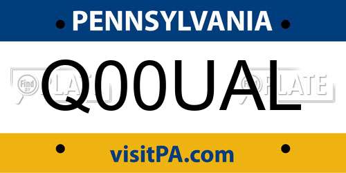 Q00UAL Pennsylvania License Plate