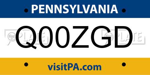 Q00ZGD Pennsylvania License Plate