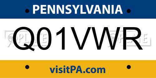 Q01VWR Pennsylvania License Plate