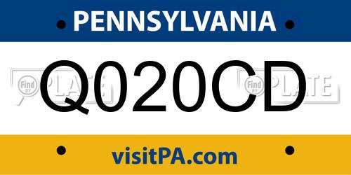 Q020CD Pennsylvania License Plate