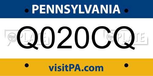 Q020CQ Pennsylvania License Plate