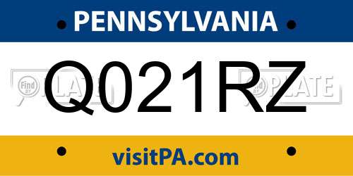 Q021RZ Pennsylvania License Plate