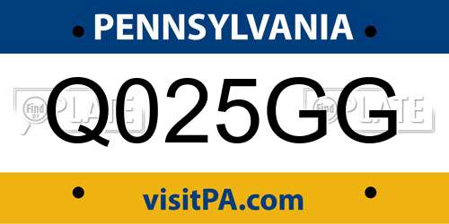 Q025GG Pennsylvania License Plate