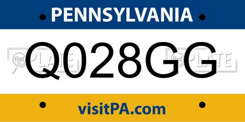 Q028GG Pennsylvania License Plate
