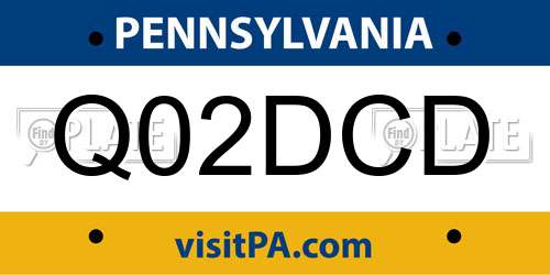 Q02DCD Pennsylvania License Plate