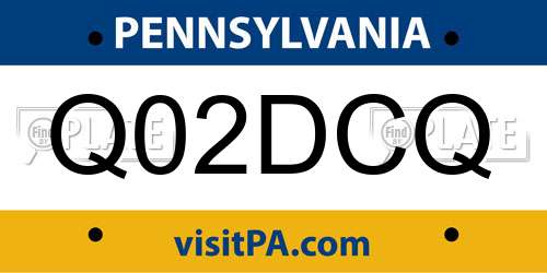 Q02DCQ Pennsylvania License Plate