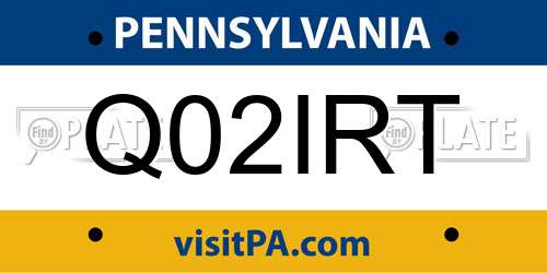 Q02IRT Pennsylvania License Plate