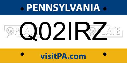 Q02IRZ Pennsylvania License Plate