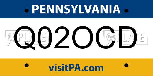 Q02OCD Pennsylvania License Plate