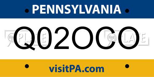 Q02OCO Pennsylvania License Plate