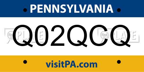 Q02QCQ Pennsylvania License Plate