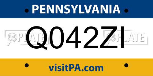Q042ZI Pennsylvania License Plate