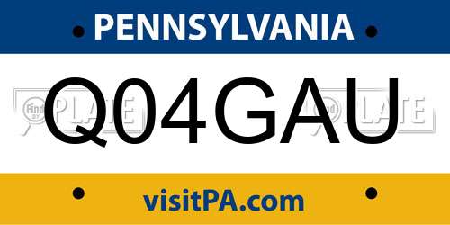 Q04GAU Pennsylvania License Plate