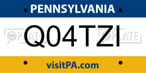 Q04TZI Pennsylvania License Plate