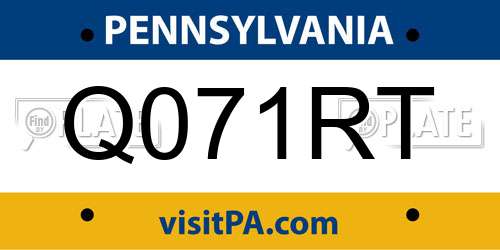 Q071RT Pennsylvania License Plate