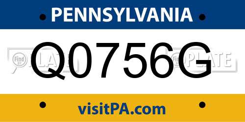 Q0756G Pennsylvania License Plate