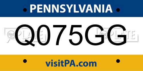 Q075GG Pennsylvania License Plate