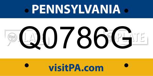 Q0786G Pennsylvania License Plate