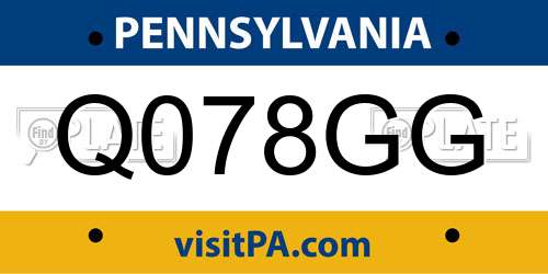 Q078GG Pennsylvania License Plate