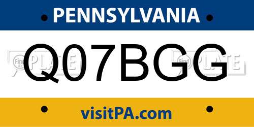 Q07BGG Pennsylvania License Plate