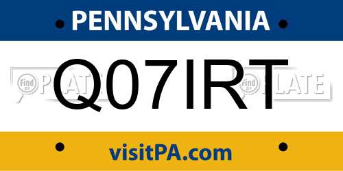 Q07IRT Pennsylvania License Plate