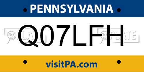 Q07LFH Pennsylvania License Plate
