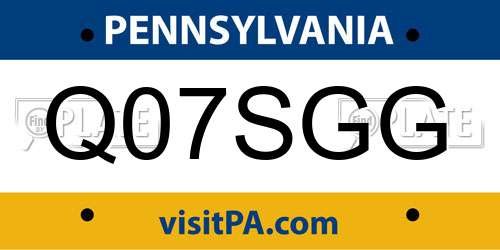 Q07SGG Pennsylvania License Plate