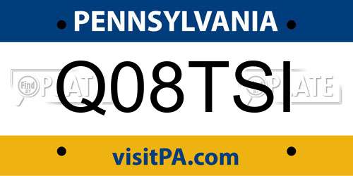 Q08TSI Pennsylvania License Plate
