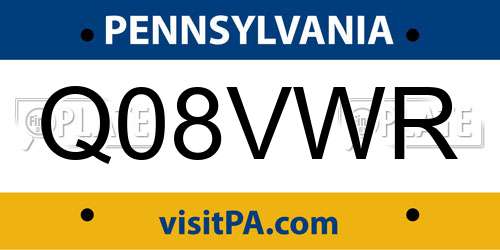 Q08VWR Pennsylvania License Plate