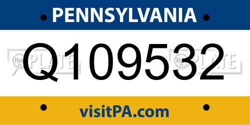 Q109532 Pennsylvania License Plate